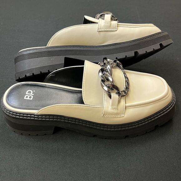 BP New Tristan Chunky Cream Faux Leather Chain Loafer 9M NWOB - Picture 3 of 11